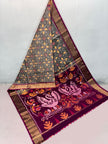 Timeless Grey Digital Ikkat Handloom Saree Indian Craft Heritage