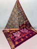 Timeless Grey Digital Ikkat Handloom Saree Indian Craft Heritage