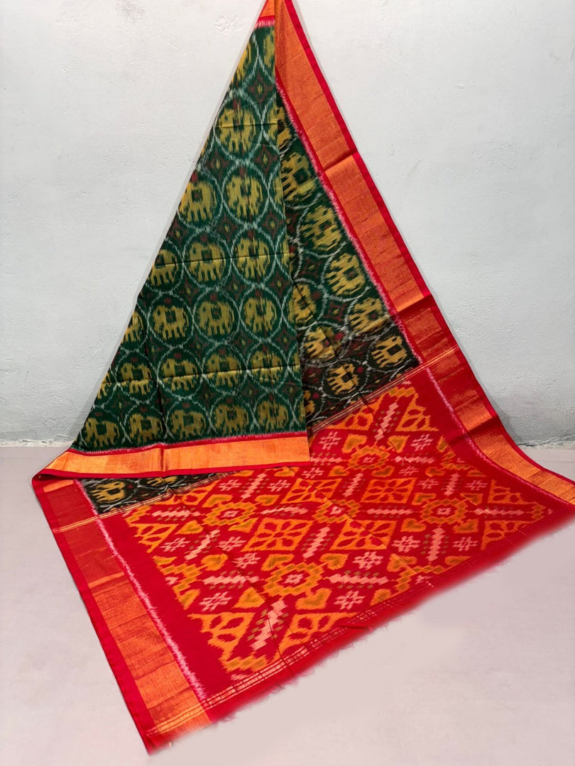 Royal roots with Regal looks of this ikkat silk saree