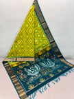 This Handloom ikkat silk saree With Minimal Weave & Maximum Impact