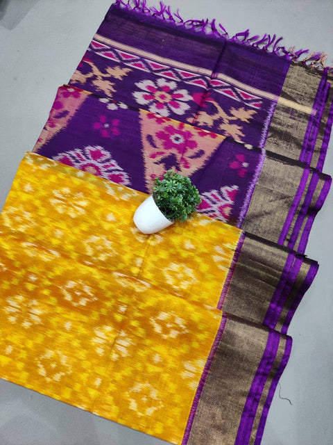 Patterned for Power of this Ikkat Silk Saree