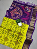 Elegant Occasion Wear Lemon Silk Saree Handloom Ikkat Touch