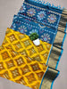 Stylish Yellow Handloom Saree Silk With Ethnic Ikkat Designs