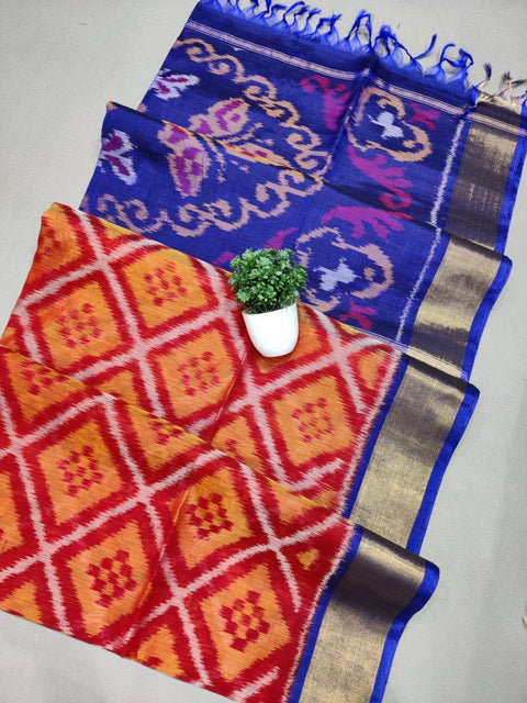 Bold Patterns Bright Colour & Timeless Beauty of this ikkat Silk Saree