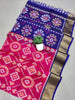 Artisanal Pink Ikkat Print Saree Handloom Crafted In Silk