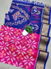 Premium Dark pink Ikkat Print Handloom Silk Saree For Women