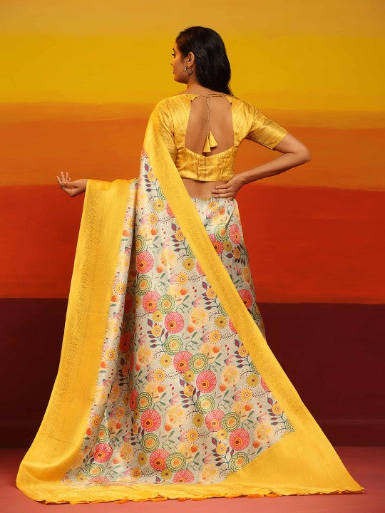 Past Meets Present with this Softy Silk Saree