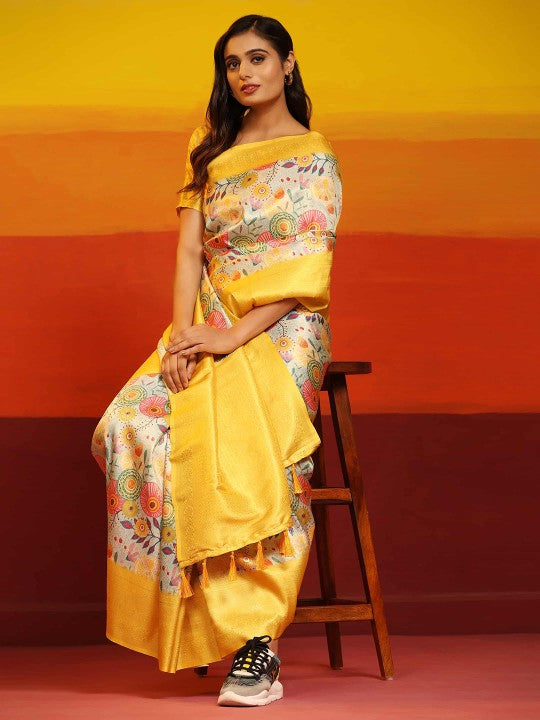 Past Meets Present with this Softy Silk Saree