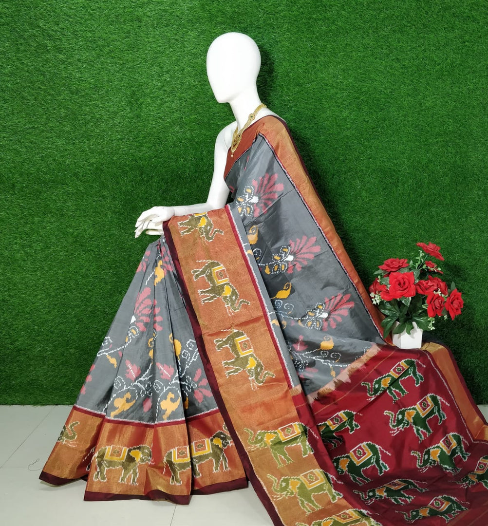 Threads of Tradition Draped in Ikkat Soft Silk Saree