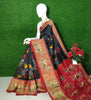 Handcrafted Black Ikkat Pattern Saree Soft Silk Handloom Edition