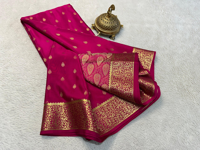 A saree for every moment of grace with this Rani Pink Mysore Silk