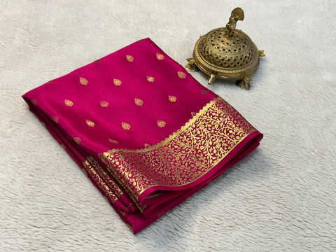 A saree for every moment of grace with this Rani Pink Mysore Silk