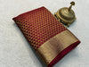 Graceful Splendor: Luxurious Silk Brocade Saree Adorned with Majestic Zari Weaving and Regal Pallu