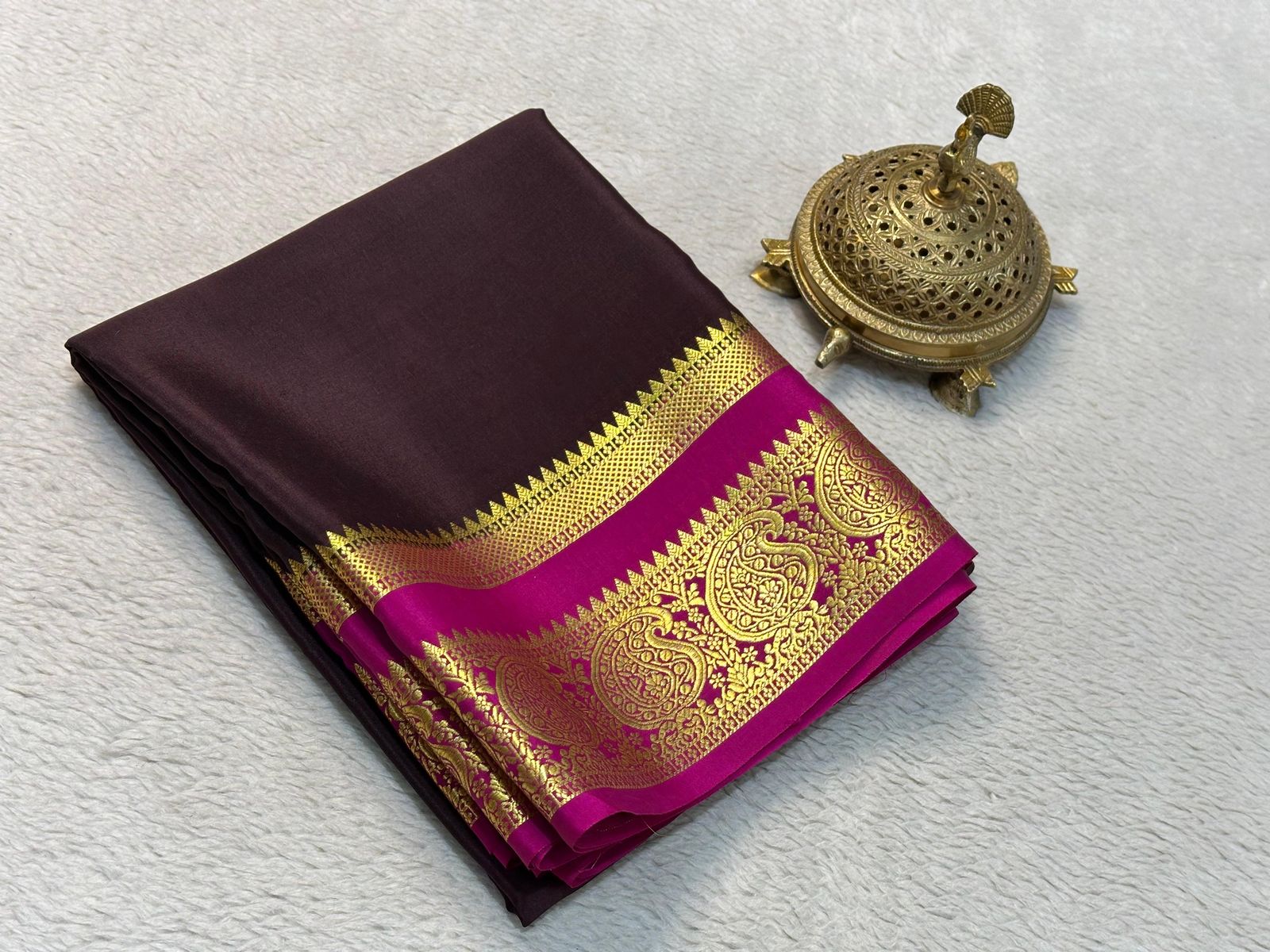 Traditional Multicolor Mysore Silk Saree Soft Texture, Rich Zari Border And Designer Blouse