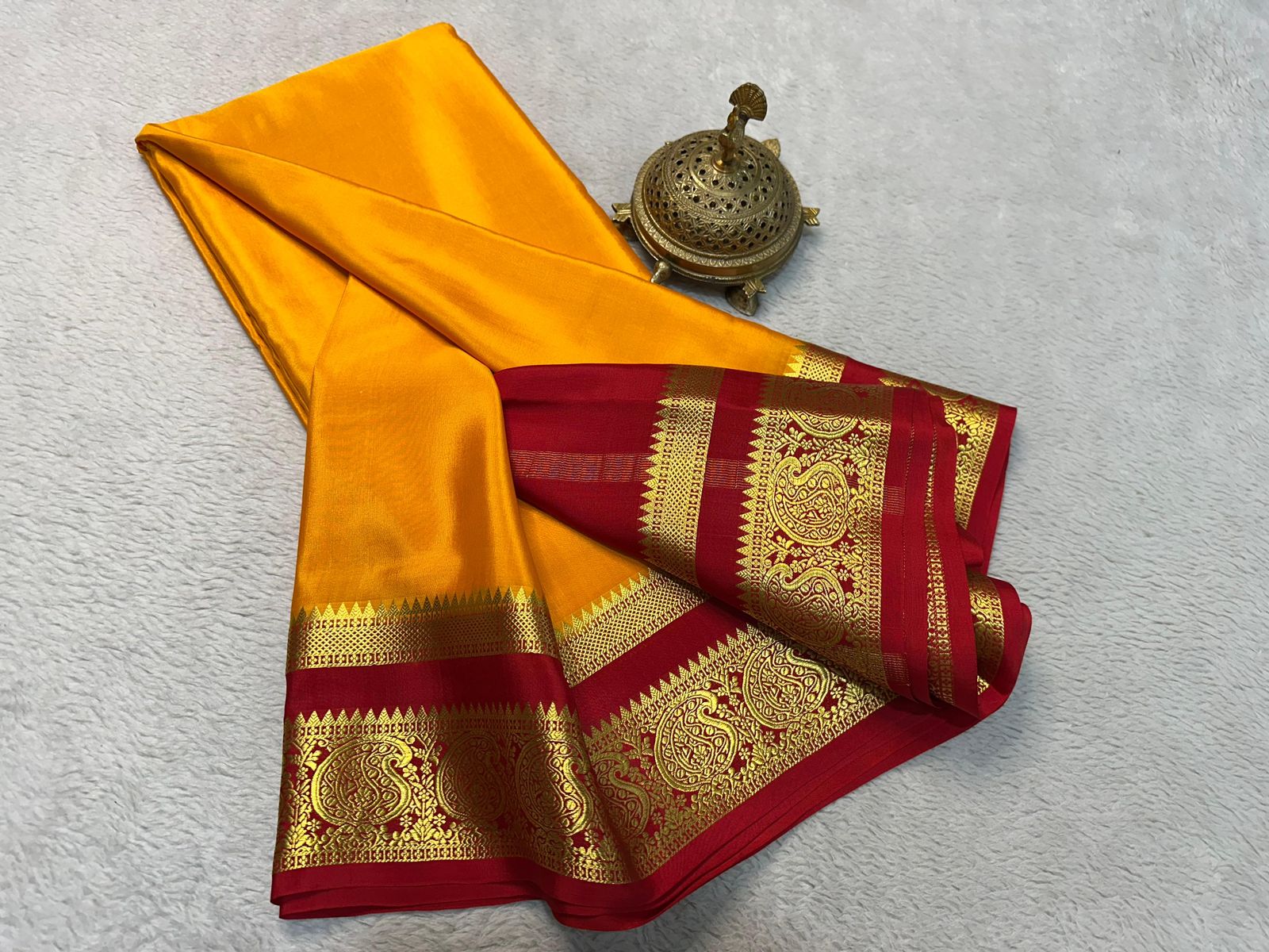 Traditional Multicolor Mysore Silk Saree Soft Texture, Rich Zari Border And Designer Blouse