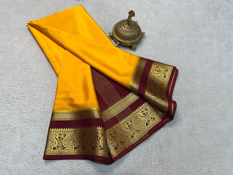 Golden Grace: Luxurious Mysore Silk Saree
