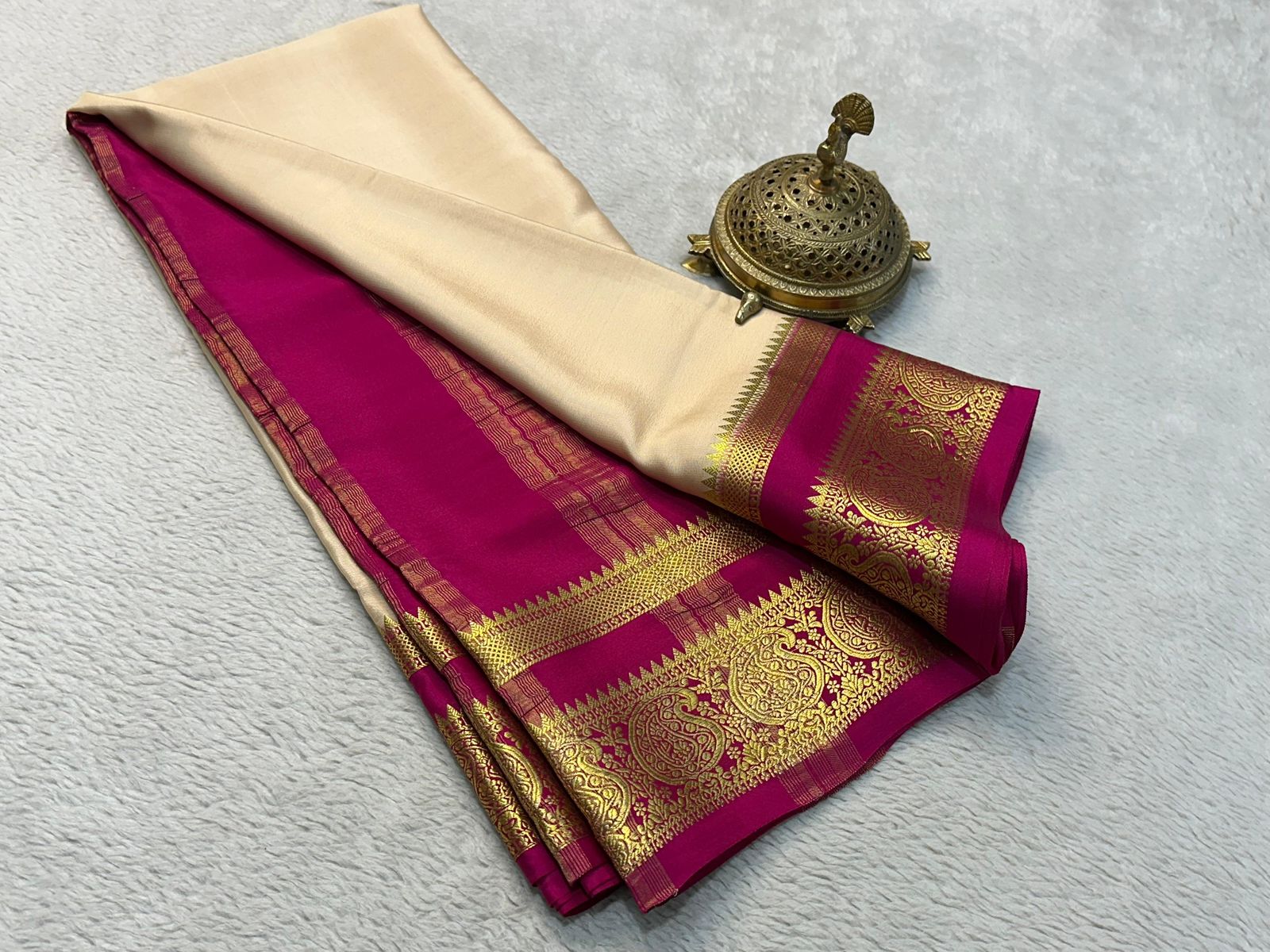 Traditional Multicolor Mysore Silk Saree Soft Texture, Rich Zari Border And Designer Blouse