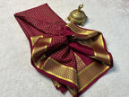 Elegant Deep Red Soft Crepe Silk Saree Zari Border For Sangeet Or Party Wear