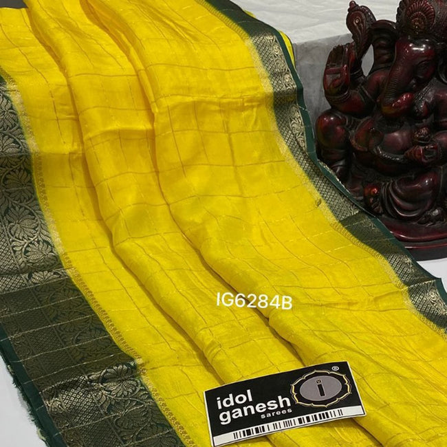 Yellow Color Silk Weaving Border Work Saree