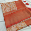 Graceful Orange Kubera Pattu Silk Saree With Contemporary Digital Design