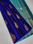 Stunning Royal Blue Premium Silk Saree With Handcrafted Weaving Finish