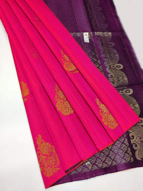 Radiant Dark Pink Soft Silk Saree With Premium Weaving Work