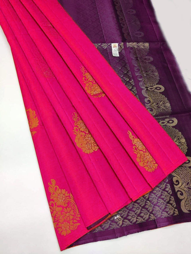 Radiant Dark Pink Soft Silk Saree With Premium Weaving Work