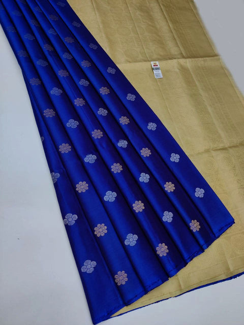 Artistic Blue And Beige Premium Quality Saree With Detailed Weaving Borders