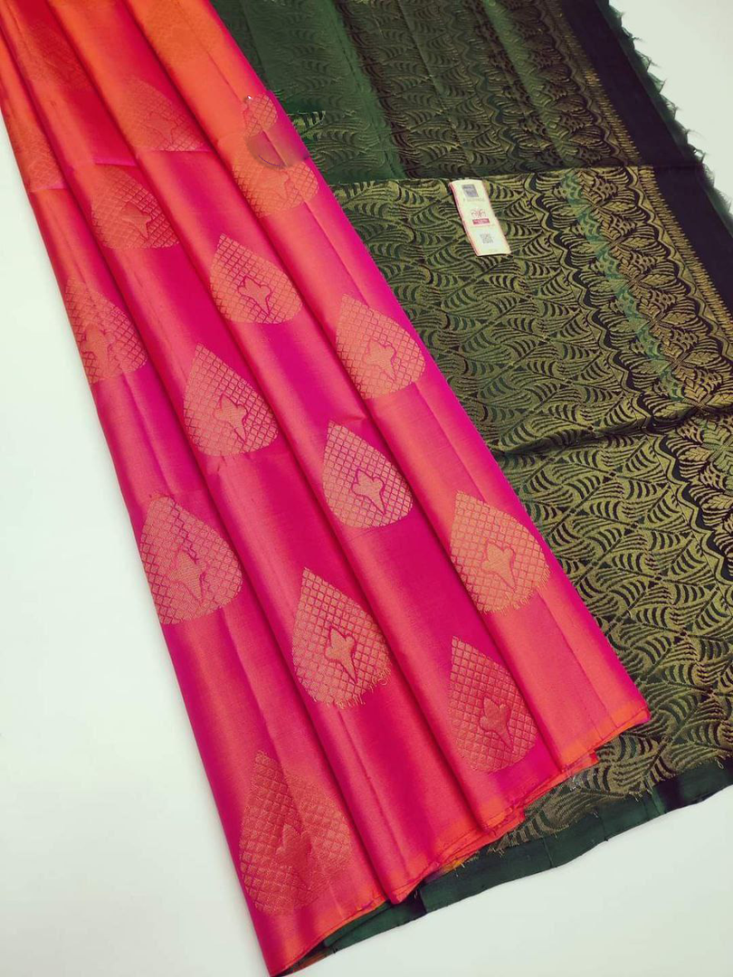 Eye Catching Pink Silk Saree Soft Premium Fabric And Bold Weaving