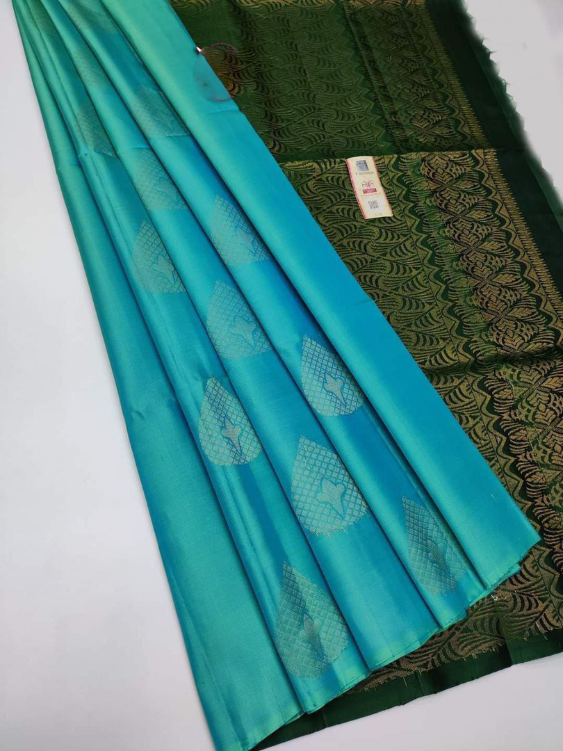 Royal Sky Blue Premium Quality Saree With Intricate Silk Weaving