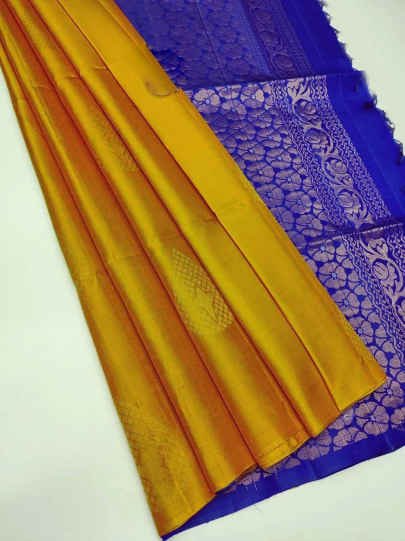 Graceful Mango Yellow Handwoven Silk Saree With Premium Fabric Quality