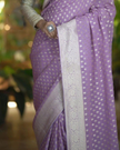 Chic Light Purple Pure Georgette Silk Saree Featuring Rich Handloom Work