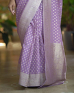 Chic Light Purple Pure Georgette Silk Saree Featuring Rich Handloom Work