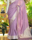 Chic Light Purple Pure Georgette Silk Saree Featuring Rich Handloom Work