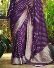 Timeless Purple Pure Georgette Silk Saree With Intricate Weaving Detail