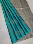 Stylish Firozi Handloom Kanchipuram Saree With Zari Weaving Borders
