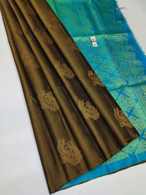 Striking Blue Kanchipuram Silk Handloom Weaving Saree