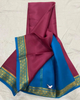 Exclusive Zari Border Purple  nd  Blue  Colour Plain Mysore Silk Saree.