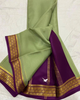 Exclusive Zari Border Pista nd Wine Plain Mysore Silk Saree.