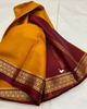 Party Ready Yellow And Maroon Pure Silk Mysore Saree With Zari Edge And Blouse Piece