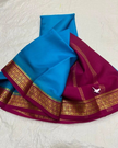 Simple Yet Elegant Rama And Pink Mysore Silk Saree Zari Border With Unstitched Blouse