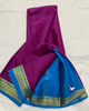 Light Blue Pure Mysore Silk Saree Solid Plain Look Zari Border And Blouse Material