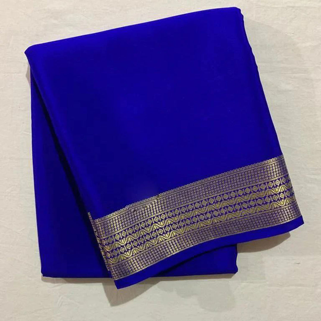 Red Border Work Fancy Crepe Silk Saree