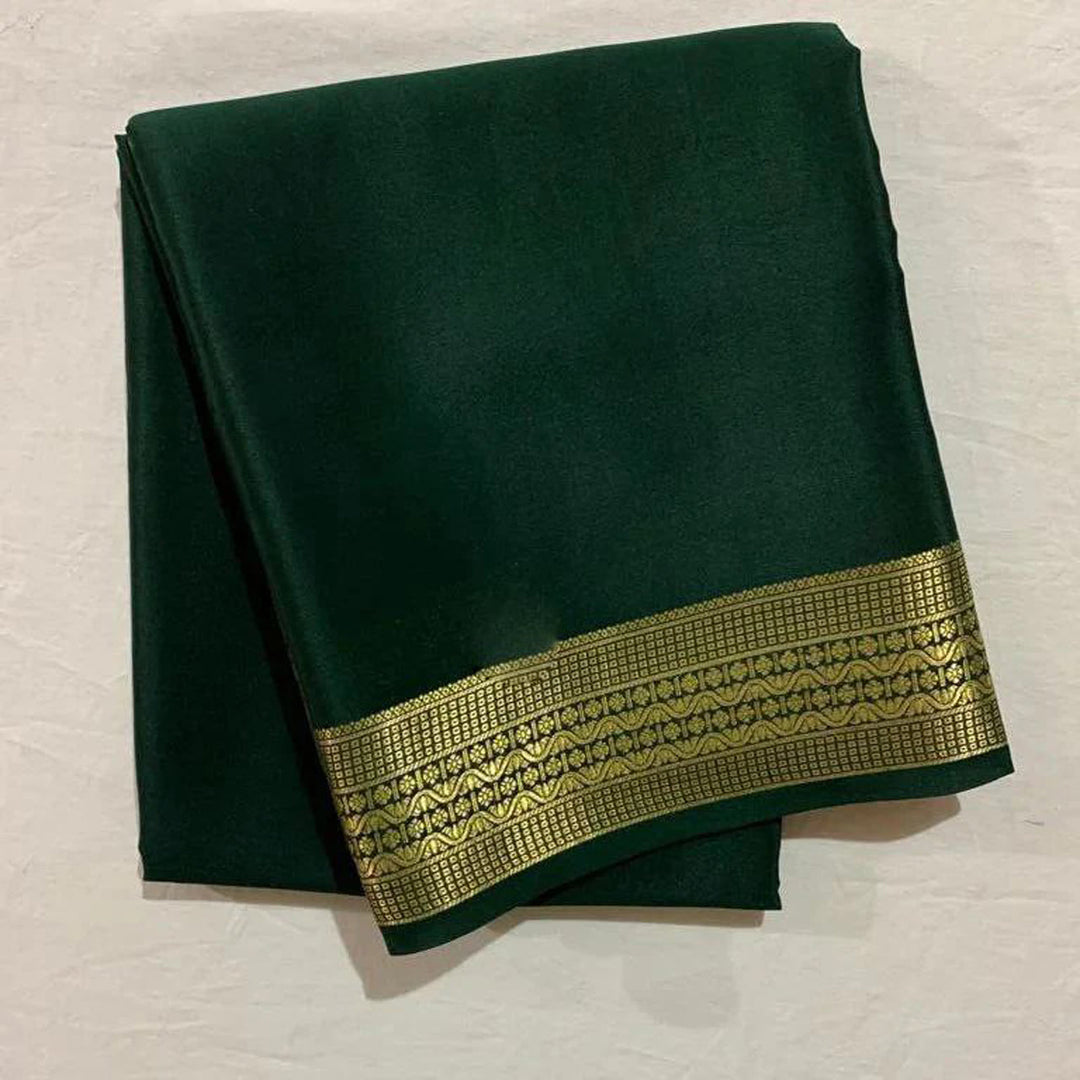 Red Border Work Fancy Crepe Silk Saree