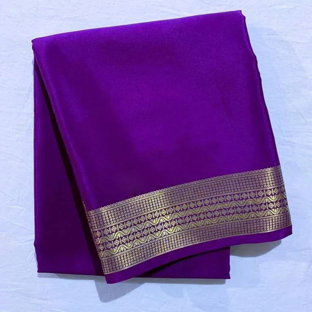 Red Border Work Fancy Crepe Silk Saree