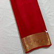 Festive Wear Light Red Mysore Plain Silk Saree With Elegant Zari Trim