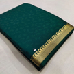 Traditional Green Plain Mysore Silk Saree With Soft Finish And Zari Edging