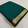 Traditional Green Plain Mysore Silk Saree With Soft Finish And Zari Edging