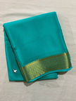 Captivating Sky Blue Mysore Silk Saree With Plain Body Zari Border And Designer Blouse