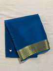 Gorgeous Blue Mysore Soft Silk Plain Saree With Designer Blouse With Zari Border Work